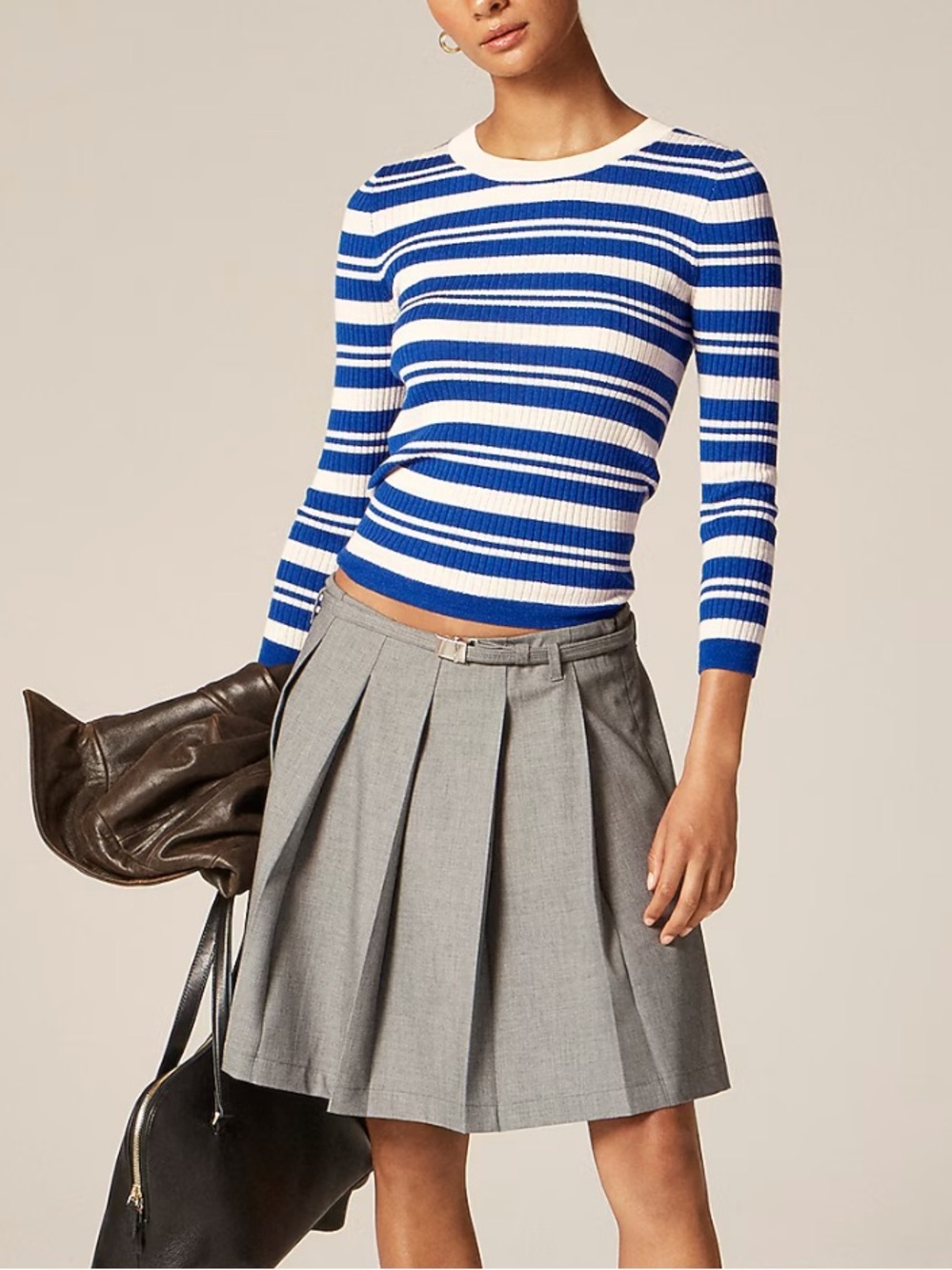 J.Crew Carolyn Merino Wool three-quarter sleeve stripe sweater size Medium